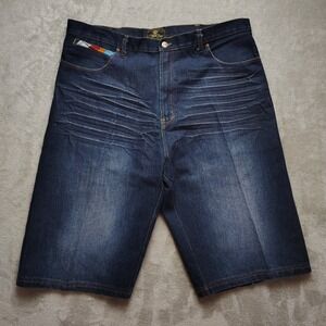 Red Ape Men's Denim Shorts Blue Size 40 Cotton Classic Style Baggy Y2K